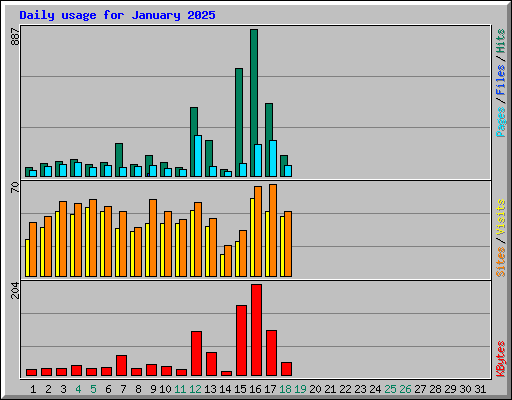 Daily usage for January 2025